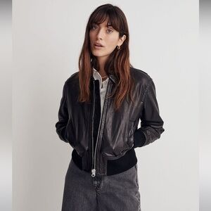 Madewell washed leather bomber jacket